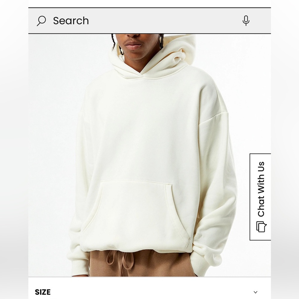 PacSun NEW NWT  Hoodie Relaxed Fit Sweatshirt men’s medium - cream color pockets